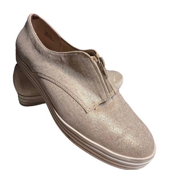 Aerosols Gold Fleck Metallic Shine Zip Up Slip on Sneakers size 10 - Picture 3 of 14